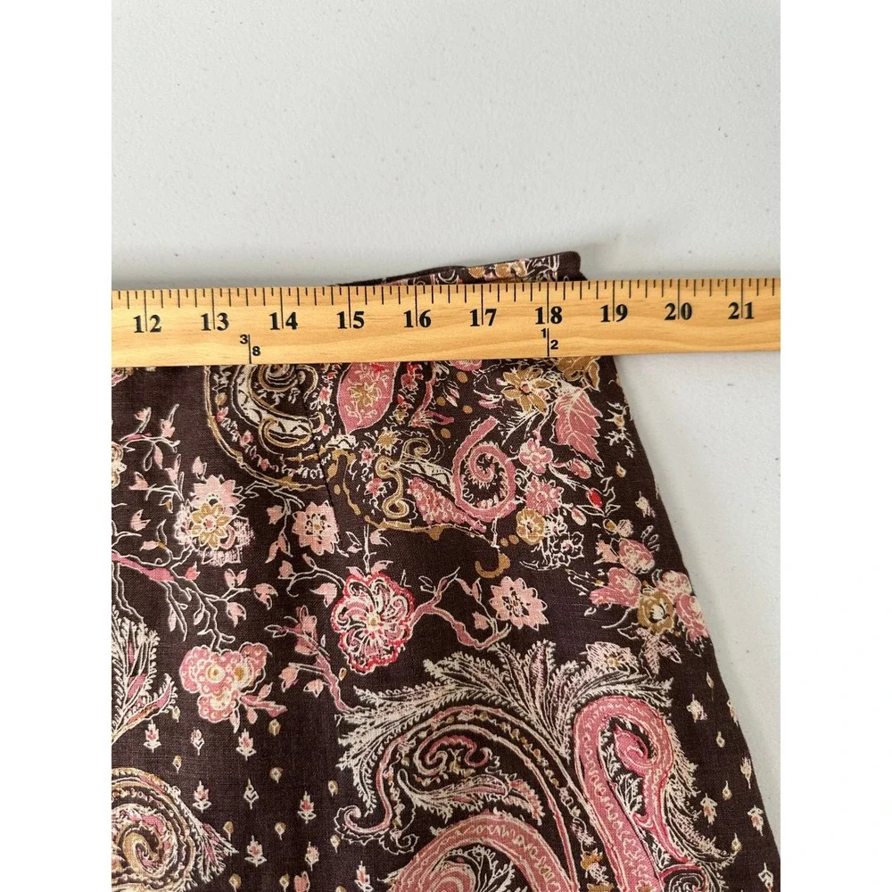 Tapemeasure Tiered Linen Ruffle Midi Skirt Size 16 Brown Paisley Boho - Picture 4 of 11